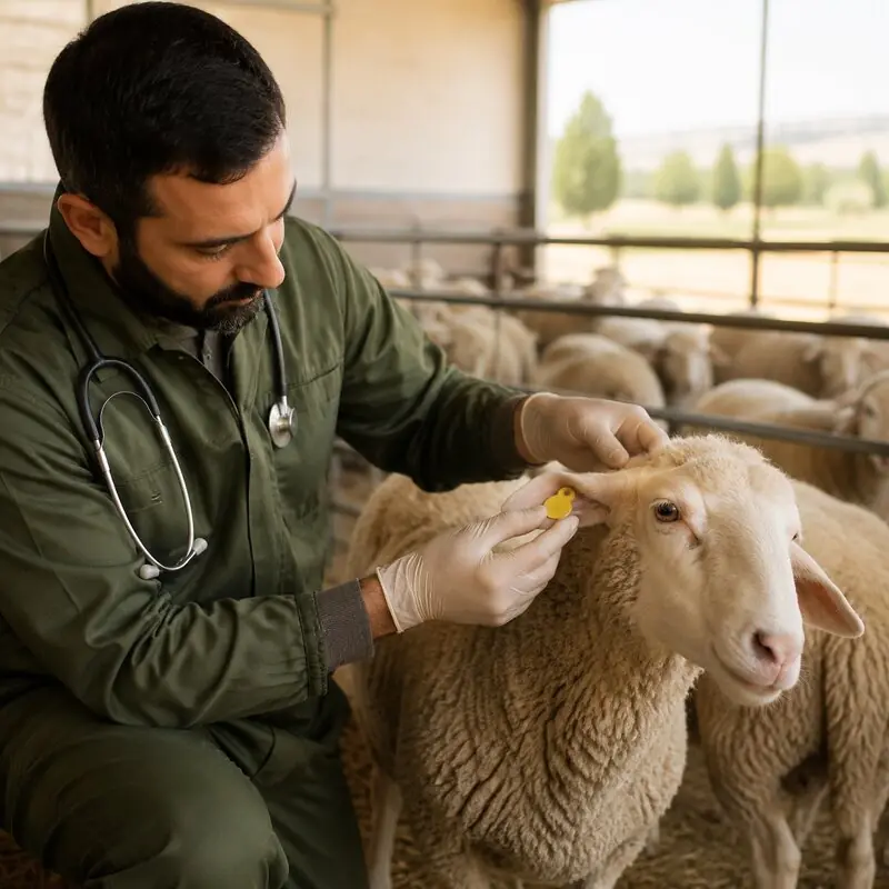 Veterinerin adaklık koyunu muayene edişi